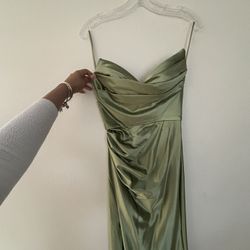Moss green silk dress