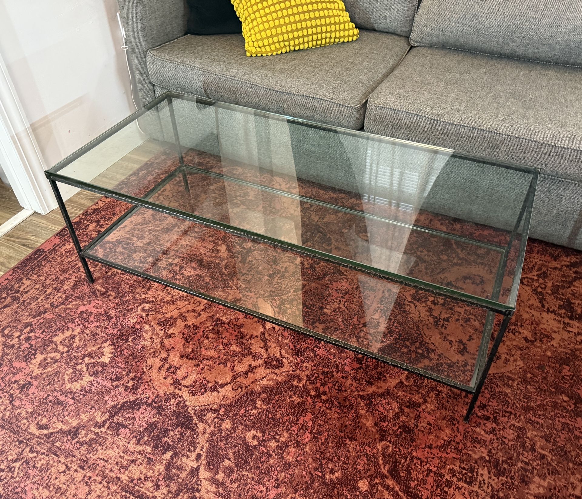 Wrought Iron & Glass Coffee Table
