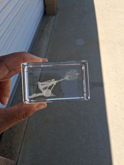 Firing Cannon 3" Laser Etched Crystal  Paperweight