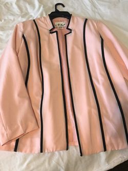 Ladies pink and black open front blazer jacket size 10 medium large