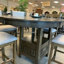 Hartwell Gray Counter Height Set 👍Dining Room Set Juego De Comedor