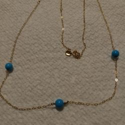 14k.gold. Sleeping Beauty Turquoise. Necklace