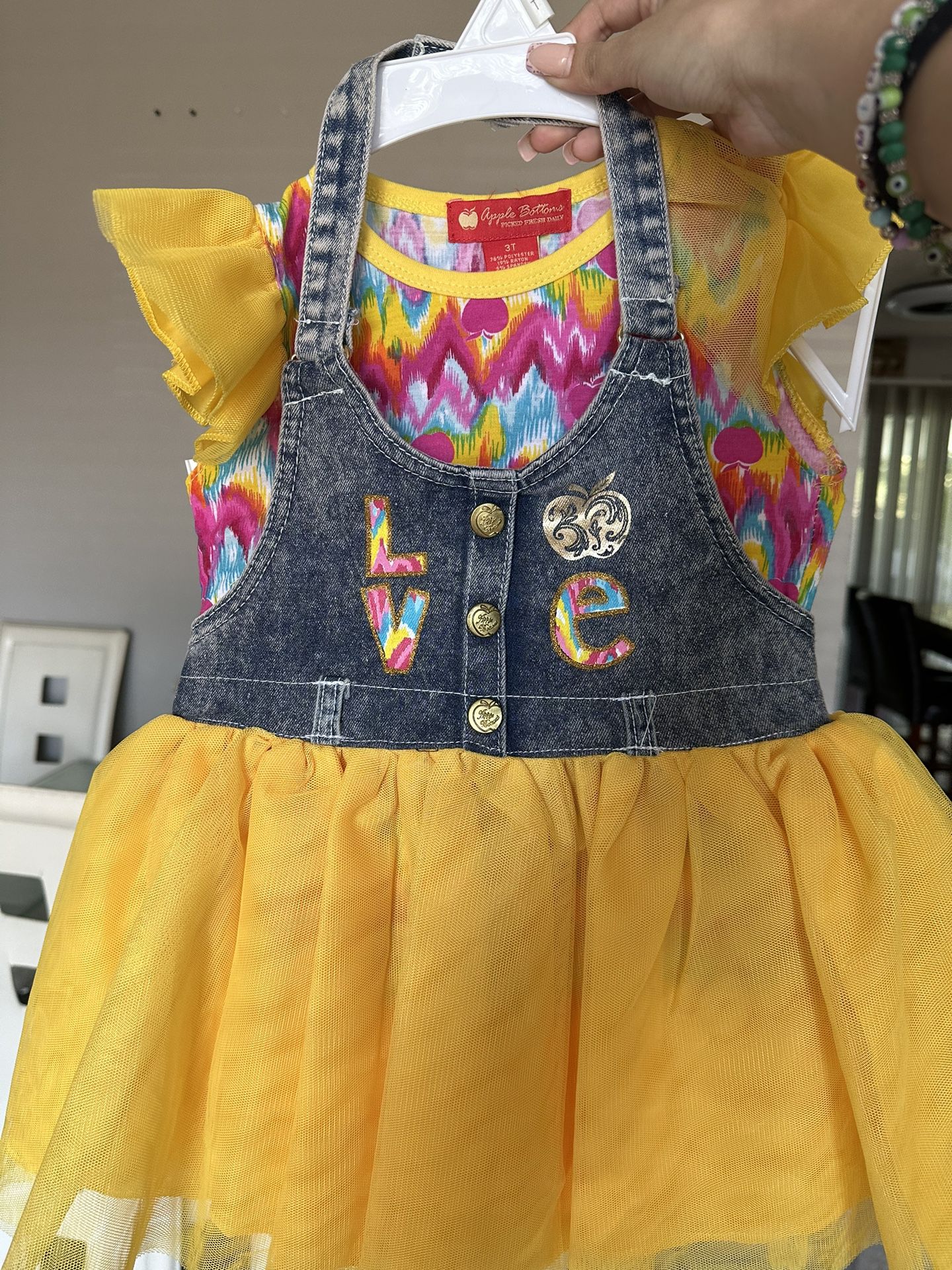 3T Toddler Overall Yellow Dress