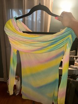 Afrm Tie-Dye Off-Shoulder Long Sleeve Top