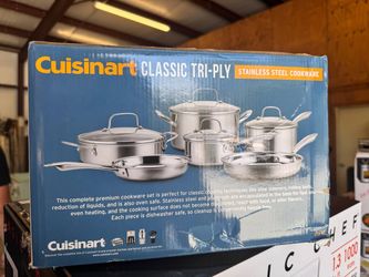 Cuisinart Tri-Ply 10-Piece Stainless Steel Cookware Set with Glass Lids