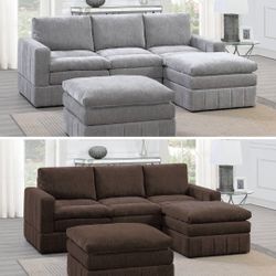 Gray Sectional Sofa With Ottoman 