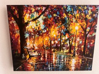 Colorful Park Scene Canvas Wall Art