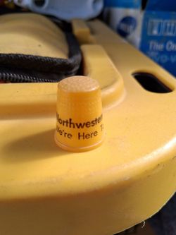 Vintage 1960's ~ NORTHWESTERN BELL - Telephone Co. " WE'RE HERE TO HELP" Plastic Advertising Thimble .....asking $20.00