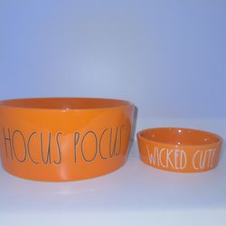 Rae Dunn Hocus Pocus & Wicked Cute Ceramic Pet Bowl Bundle