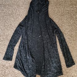 Marled Sweater Cardigan With Hoodie Size S