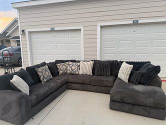 Large Dark Gray U-Shaped Sectional Sofa