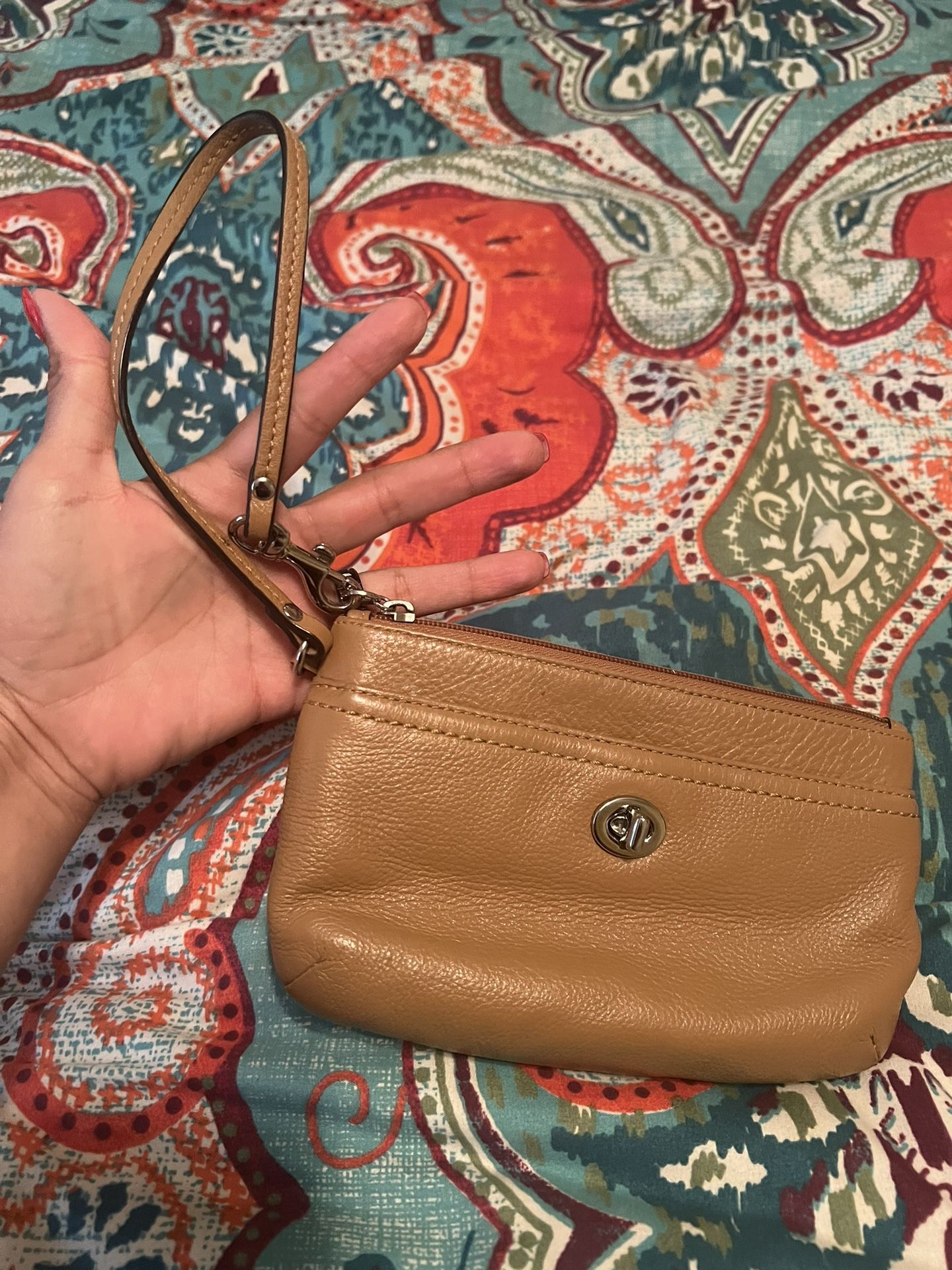Leather coach Wristlet