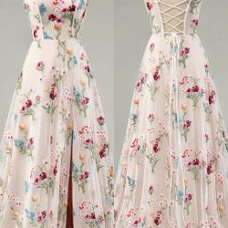 Ivory Floral A-line Dress (size 12)