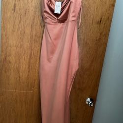 Windsor Rose Gold Ella Cowl Neck Satin Dress