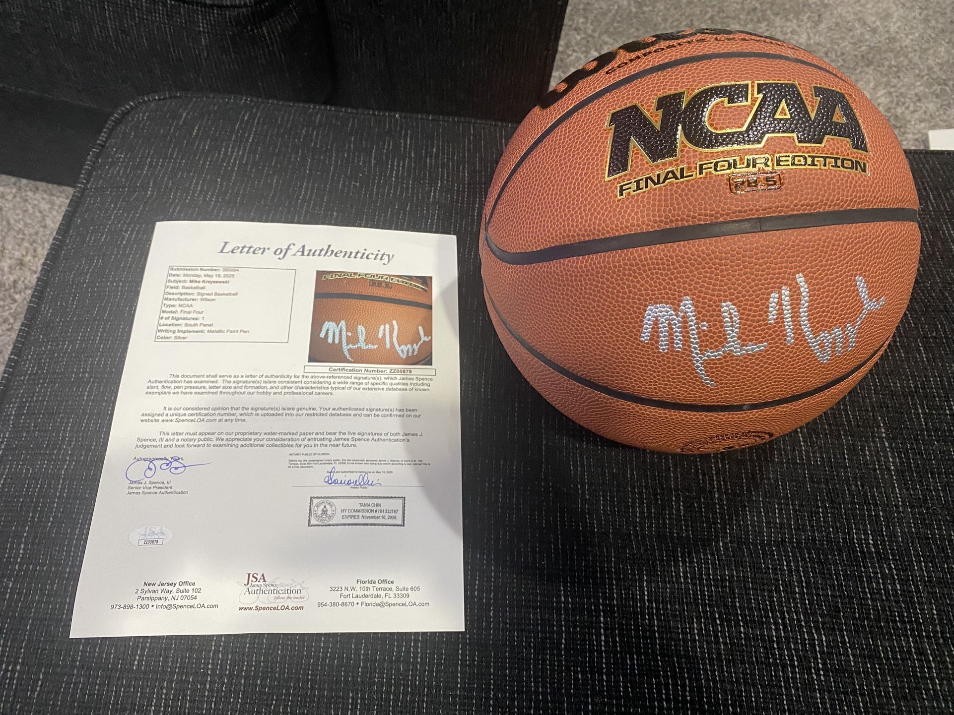 Mike Krzyzewski Duke Autographed NCAA Final Four Basketball With JSA LOA