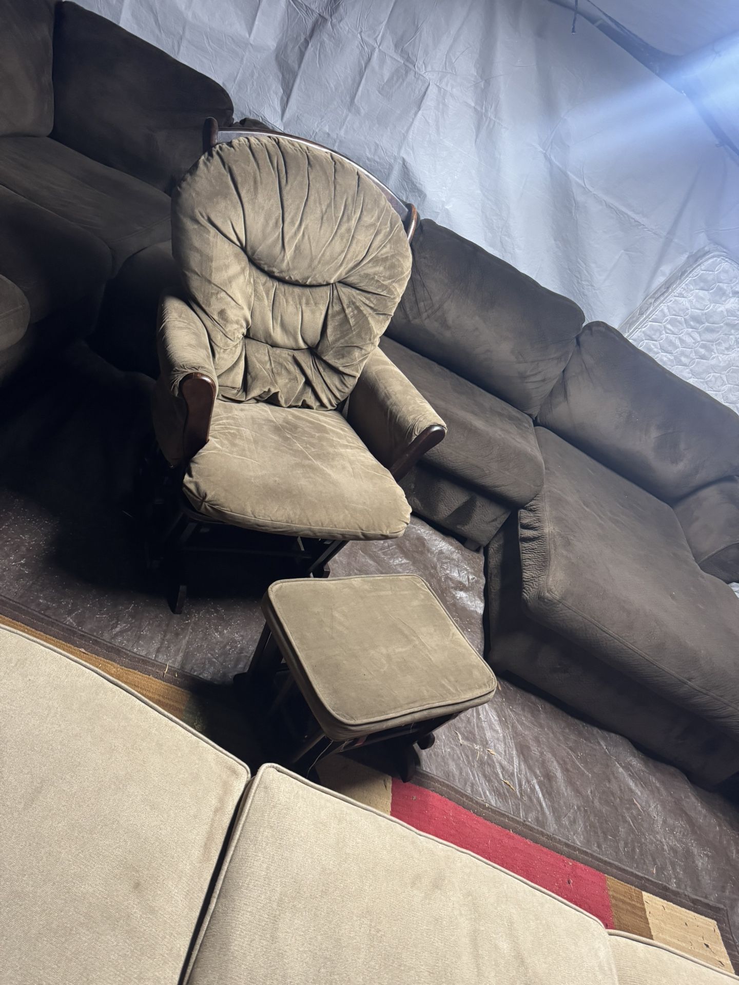 Brown Rocker Glider Chair, Good Condition Clean