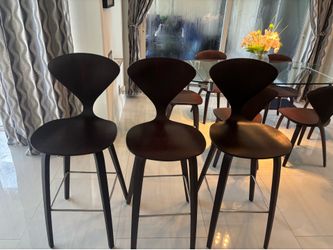 Set of 3 Modern Wood Bar Stools