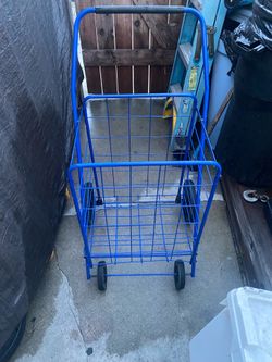 Large Deluxe Rolling Utility / Shopping Cart - Stowable Folding Heavy Duty Cart with Rubber Wheels For Haul Laundry, Groceries, Toys, Sports Equipment