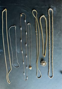Lot of 7 Gold-Tone Chain Necklaces