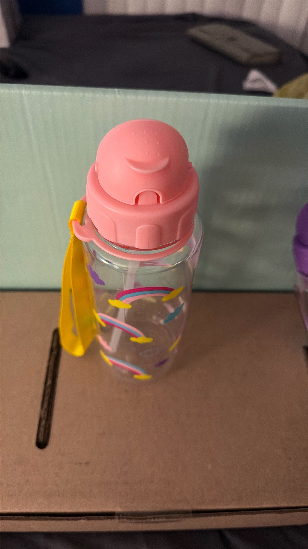 Kids Bottles Pink With Rainbows