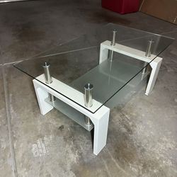 Glass/ White Coffee Table