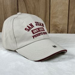 San Juan Puerto Rico Embroidered Baseball Cap Beige Burgundy Adjustable Hat