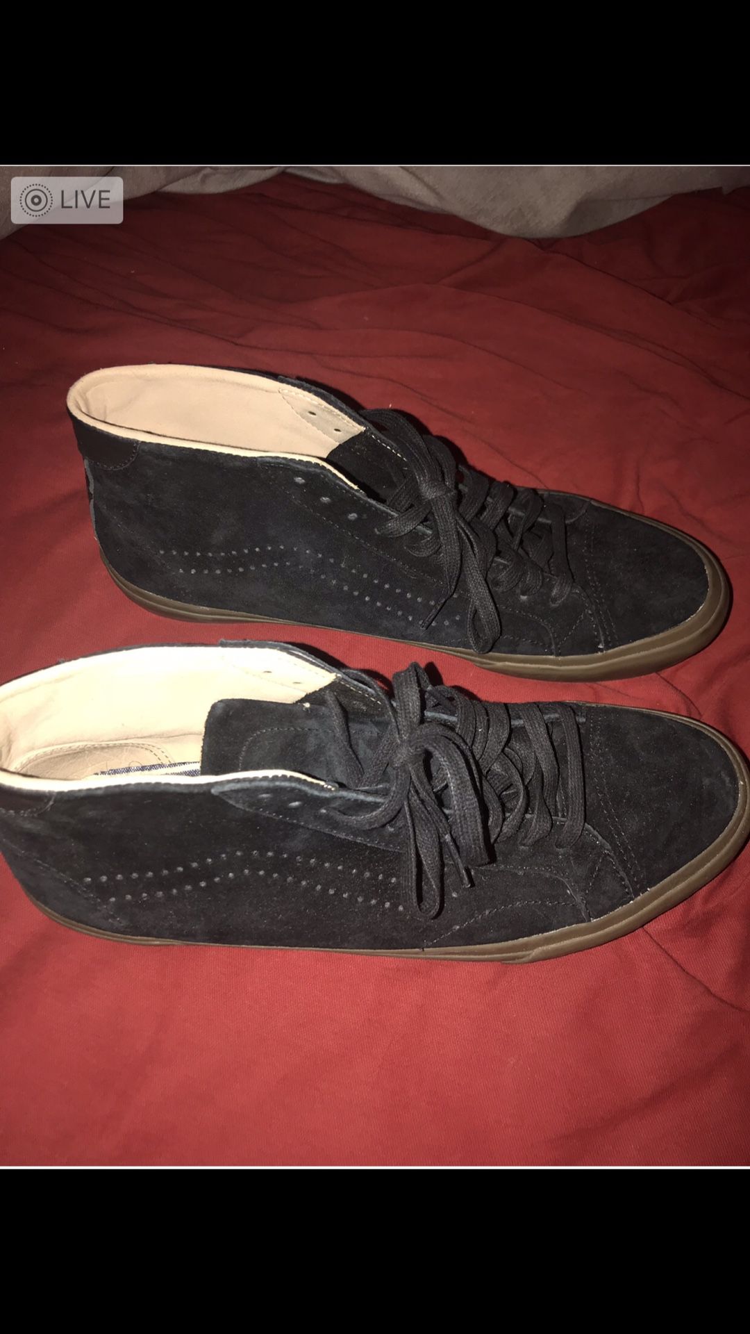 Brand new NEVER worn black vans with gum bottoms $35 10/10 condition NEVER WORN