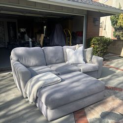 Light Grey Couch And Ottoman -FREE DELIVERY