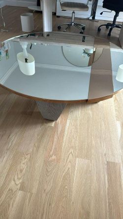 Custom made mirror and oak coffee table 