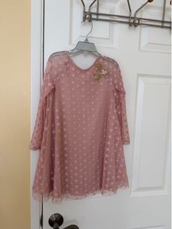 Girl’s Pastourelle by Pippa & Julie Pink Polka Dot Mesh Dress Size 6