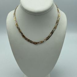 14kt Tri Color Braided Gold Chain 16”