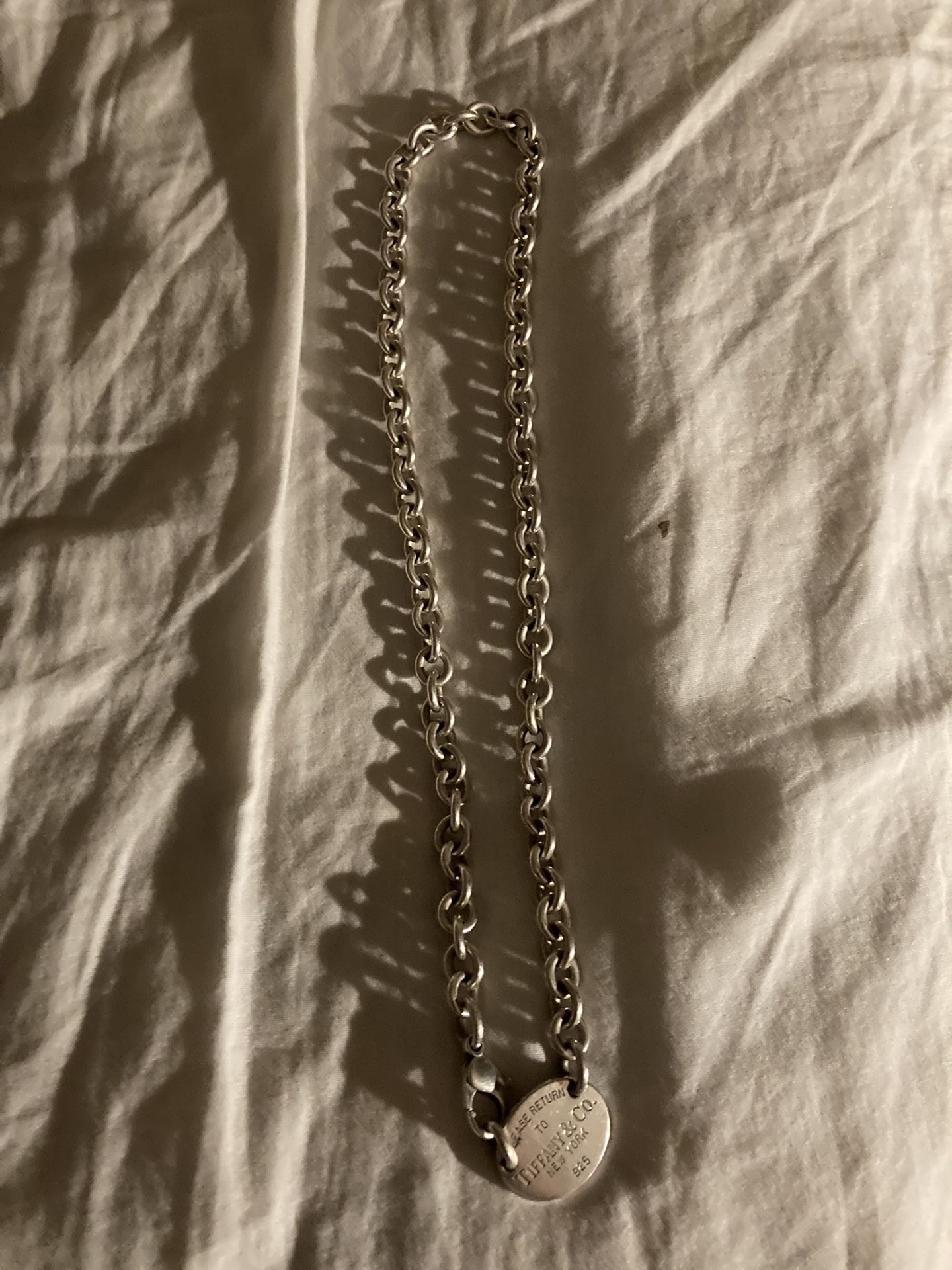 Return to Tiffany & Co. Oval Tag Necklace Choker Sterling Silver