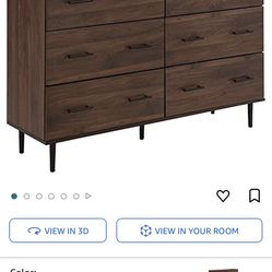 Walker Edison Mila Modern 6 Drawer Storage Buffet, 52 Inch, Dark Walnut