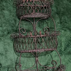 Iron Large Wired Heavy Duty Hanging 3 Tier Plant Holder Vintage Indoor Outdoor 