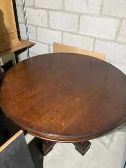 42" Round Solid Wood Dining or Game Table – Wood Pedestal Base