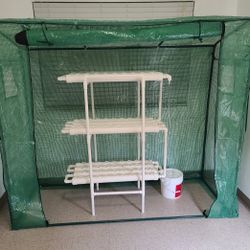 Hydroponics Set Up With Greenhouse And Lights
