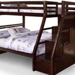 Twin/Full Bunk Bed W/ Drawers In Staircase Brand New In Box