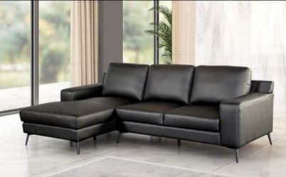 Brand New Black Leather Modern Style Sectional Sofa