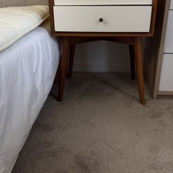 Mid Century Style West Elm Acaicia Wood Bicolor Nightstand (Discontinued)