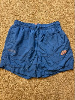 Nike Air Blue Map Pattern Shorts Orange Accents Mens Size Large