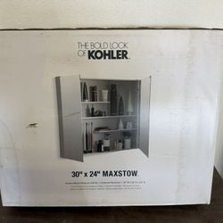 KOHLER Maxstow 30 in. x 24 in. Surface-Mount Medicine Cabinet with Mirror in Dark Anodized Aluminum