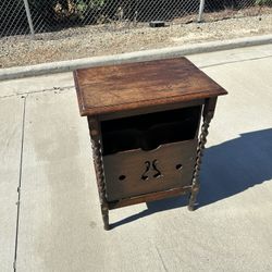 Vintage Wooden Nightstand Magazine Holder