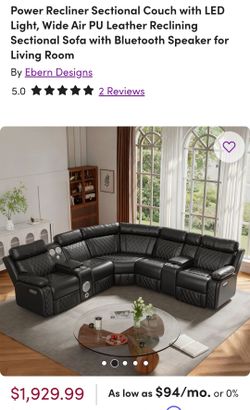 ✨️Black Leather Sectional w/ Bluetooth✨️