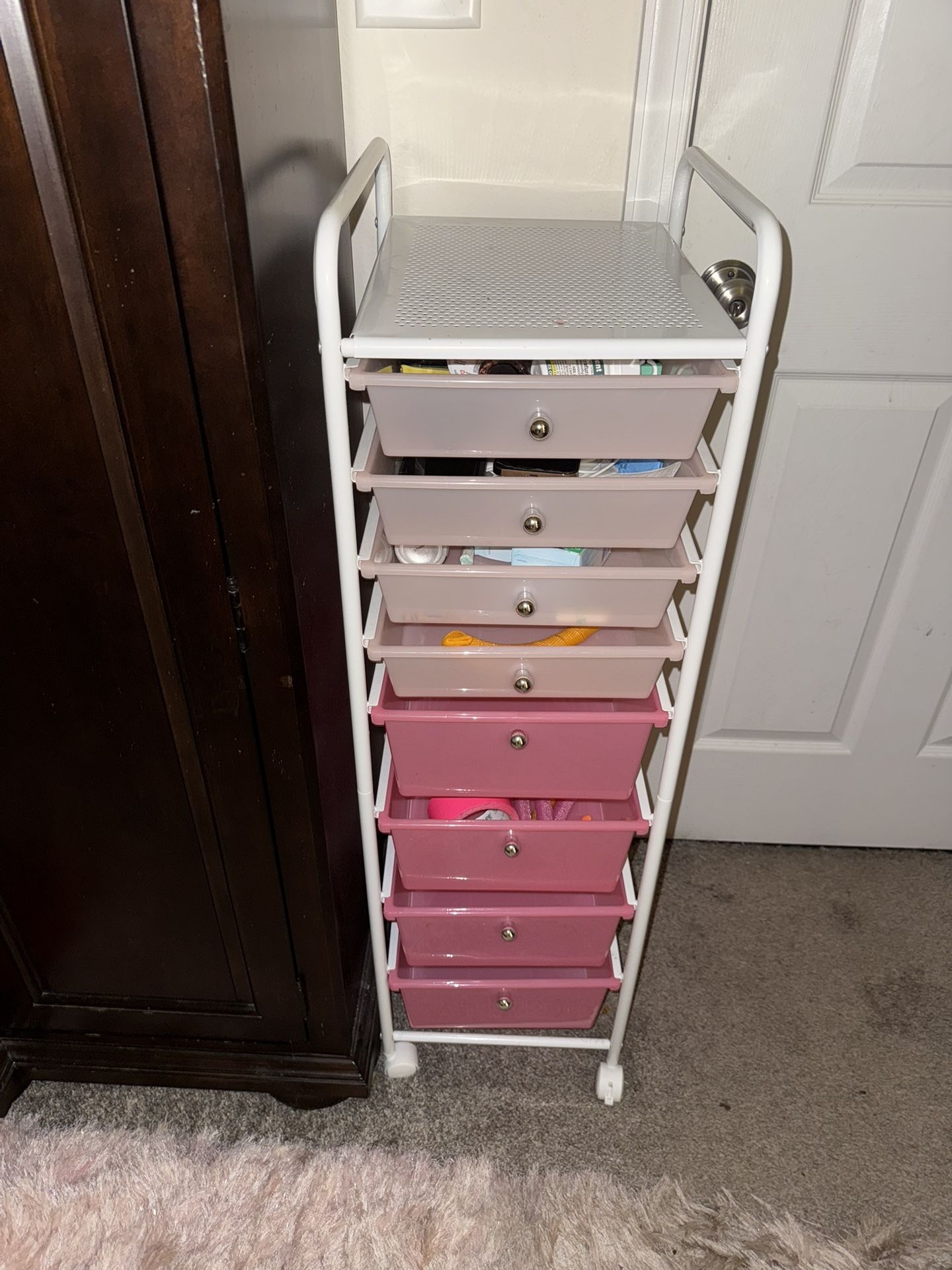 Rolling Storage Cart With Bins