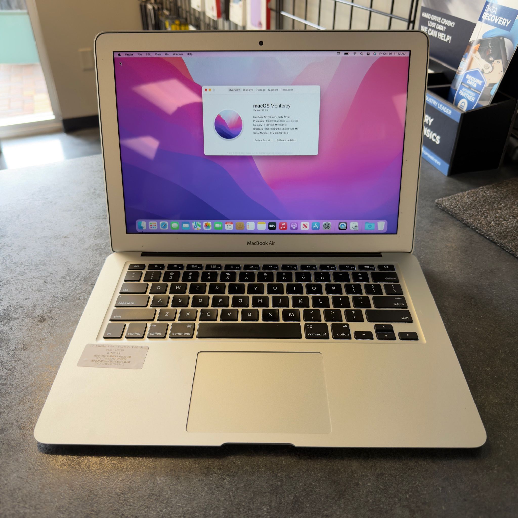 13" MacBook Air 1.6GHz i5 (W-E15) | 8GB RAM | 128GB SSD | Silver