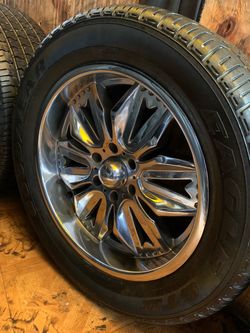 Chrome Multi-Spoke Wheels with Tires 20 inch for Chevy Tahoe Silverado Cadillac Titan Armada 6 lugs