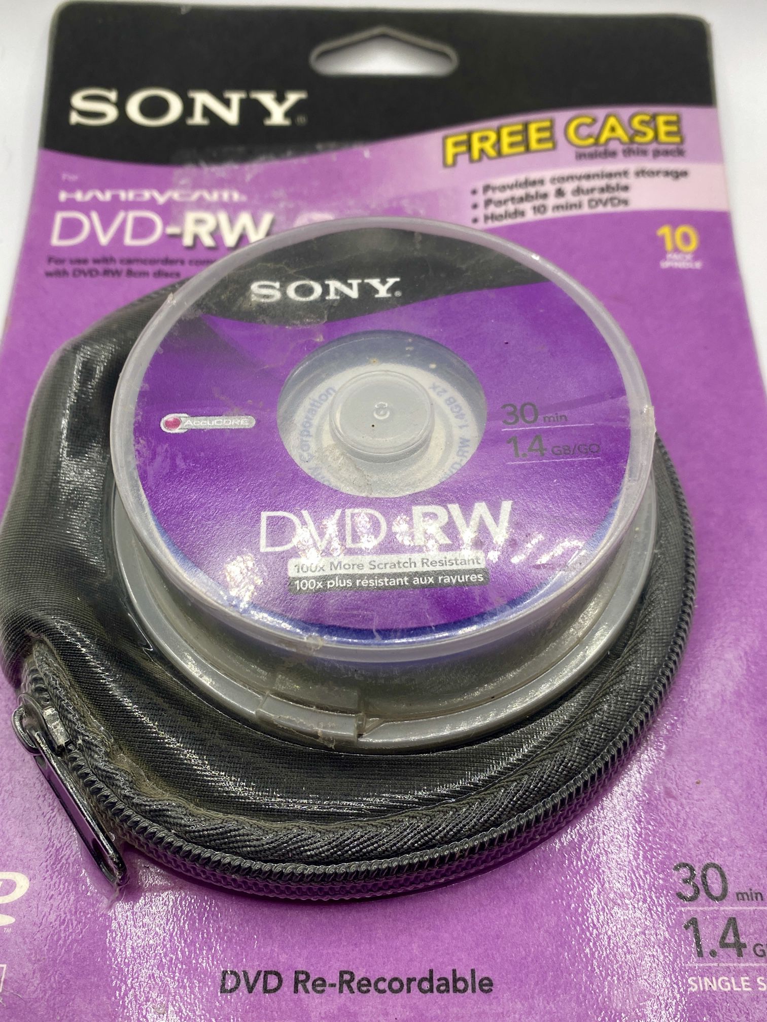 Sony Handycam DVD-R Recordable Disc 10 PACK SEALED 8 CM 1.4 GB 30 min FREE CASE