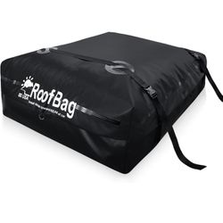 RoofBag Car Rooftop Cargo Carrier 17 Cubic, Waterproof Roof Bag Top Luggage Storage Carriers for Any Car with/ Without Rack Cross 