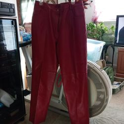 Genuine lather Burgundy pants Size 18 Tall Excellent condition.