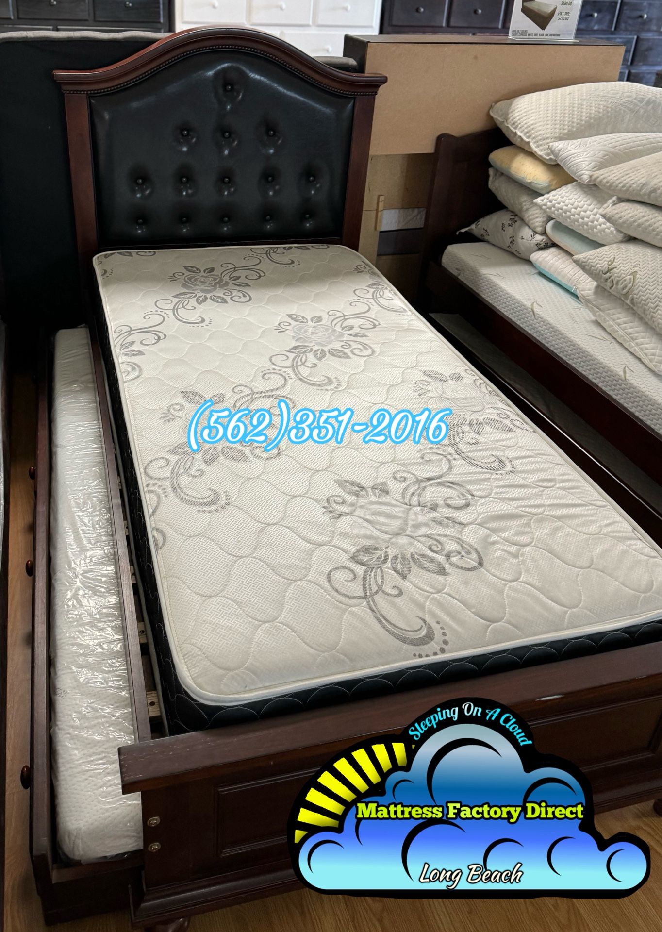 Twin Wooden Bed Frame With Mattress Trundle New Cama